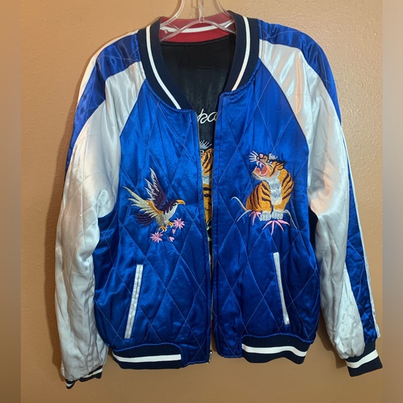 TopShop Reversible Quilted Japan Tiger Eagle Bomber Jacket 12 - Picture 2 of 11